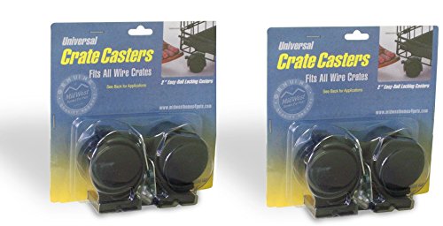 Midwest Universal Crate Casters - 4 Total Casters (2 Packs with 2 per Pack)