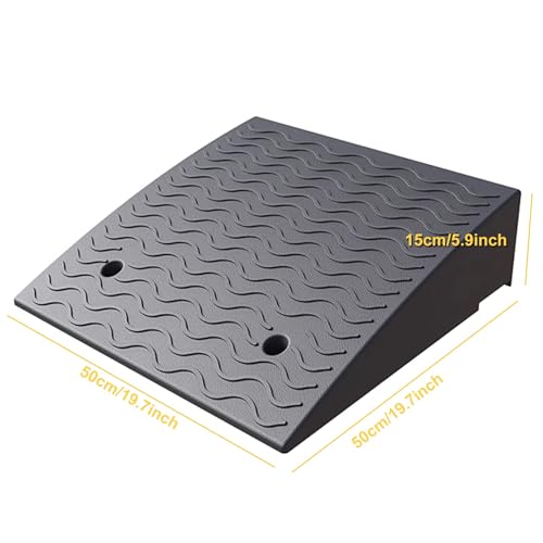 Rampa de caucho para bordillo con altura de 5.9 pulgadas, capacidad de carga pesada de 6800 lbs/3 toneladas, portátil para cobertizo, garaje, vehículos, motocicletas, sillas de ruedas y cortadoras de césped miniatura 6