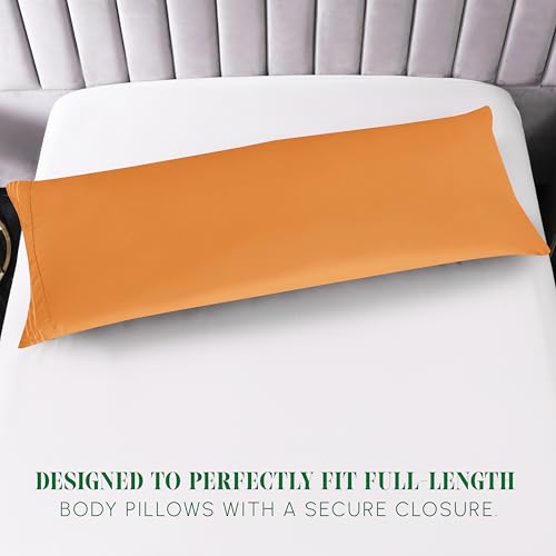 Image of Elegant Comfort Luxury Ultra-Soft 1-Piece Body Pillowcase - 1500 Premium Hotel Quality Microfiber Double Brushed - Wrinkle Resistant, Body Pillowcase Size, Orange