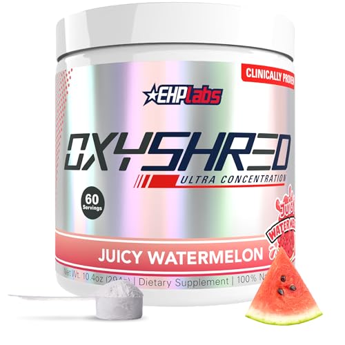 Image of EHP LABS OxyShred Pre Workout Powder - Preworkout Powder with L Glutamine & Acetyl L Carnitine, Energy Boost Drink - Juicy Watermelon, 60 Servings