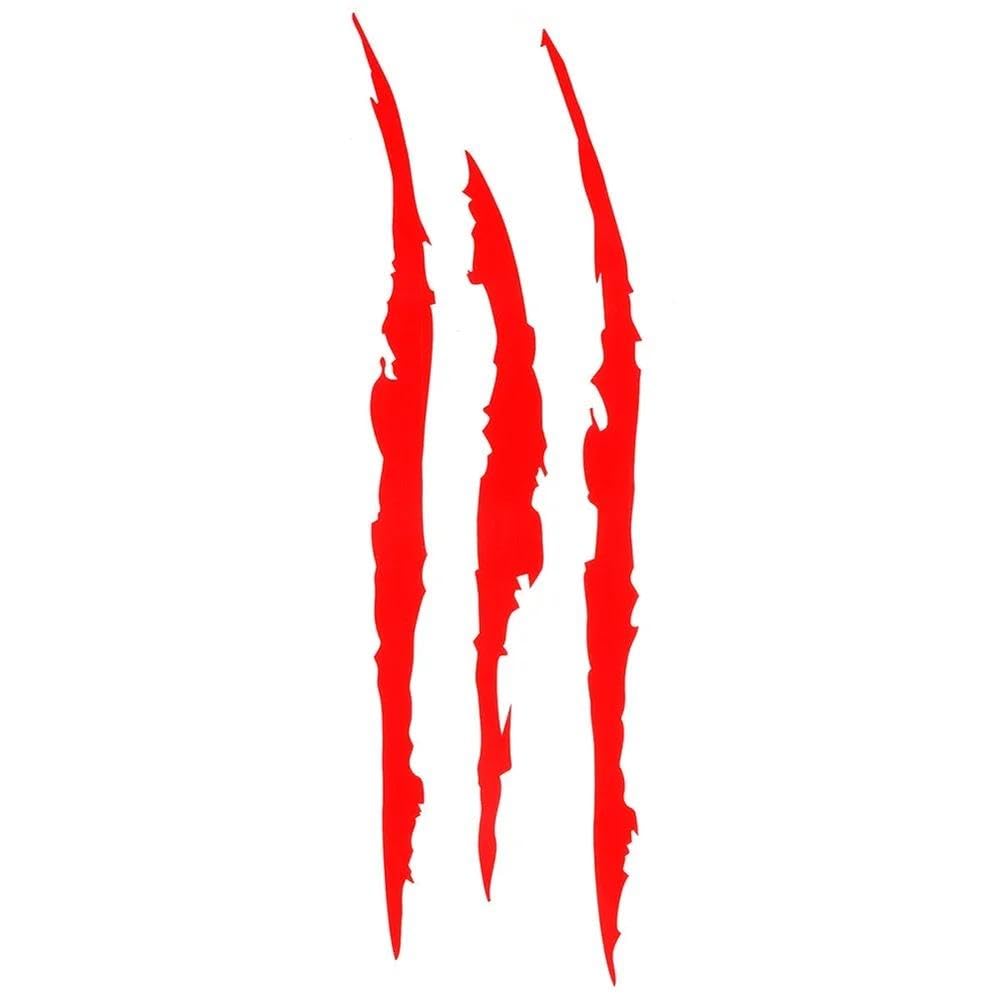 Reflective Monster Claw Scratch Stripe Marks Headlight Car Stickers On Motorcycle Products PVC(Red,35CM)