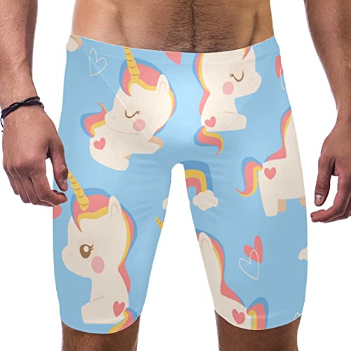 Pantalones cortos de natación masculinos en color azul de estilo unicornio
