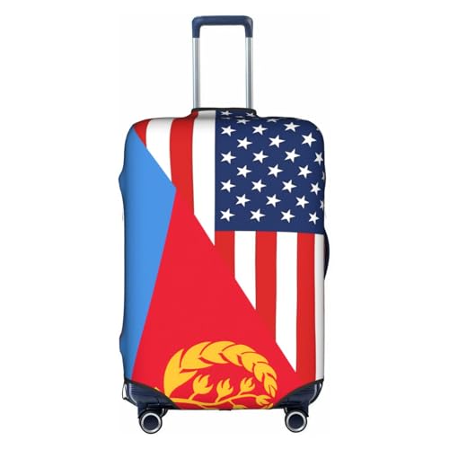 Travel Luggage Cover America Flag And Eritrea Eritrean Flag Fashion Washable Baggage Suitcase Protector Fit For Luggage Small
