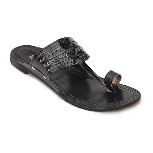 Image of Kolhapuri Chappal for Men Original, Semi-Premium Leather Semi-Handcrafted Traditional Kolhapuri Chappal for Man Formal Footwear for Weddings & Parties, Ethnic Wear & Daily Comfort