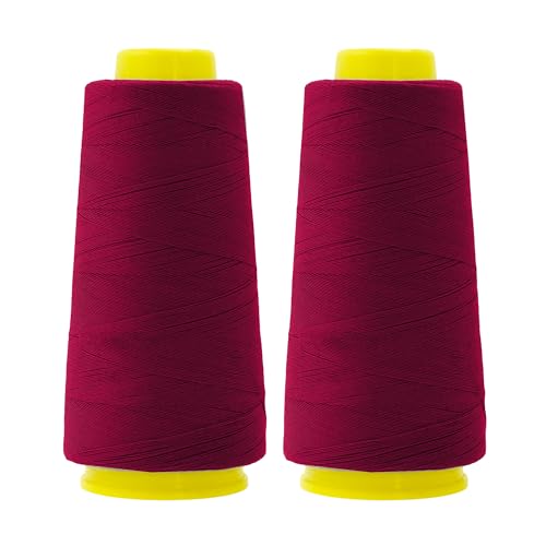 Image of Mandala Crafts Burgundy Mercerized Cotton Thread Cones for Sewing Quilting | 2400 Yds 50 WT, 100% Long Staple Cotton, Multipurpose, for Embroidery, Piecing, Sergers, Applique, Machine and Hand Sewing