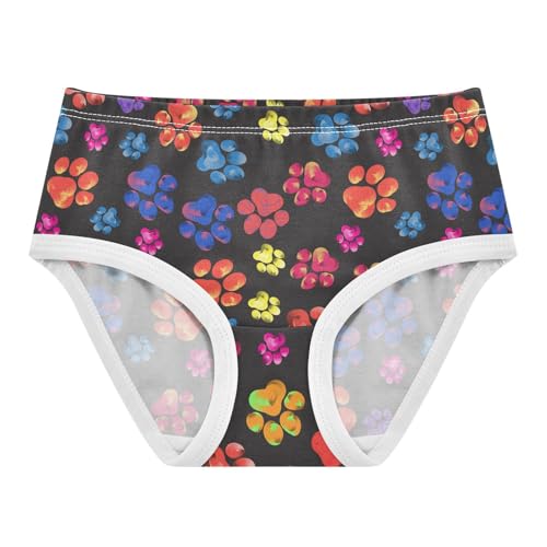 Little Girls' Soft Cotton Underwear Kids Breathable Comfort Dog Paw Print Panties Briefs Toddler