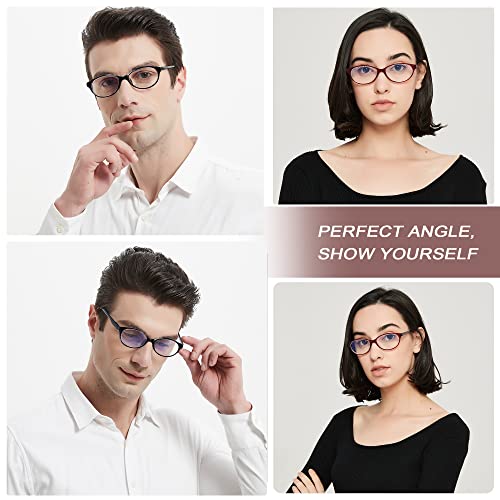 Eyeurl Blue Light Reading Glasses For Women Men - 4 Pack Oval Readers With Spring Hinge Anti Glare Filter Uv Rays +1.25 Magnification Eyeglasses #TOP5