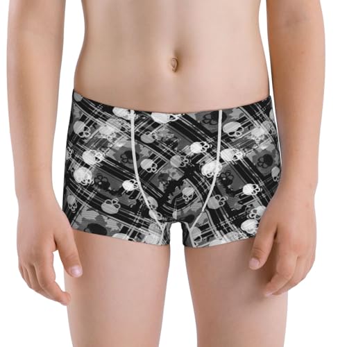 Boys' Cotton Boxer Brief Soft Underwear-Seamless Pattern With Skulls