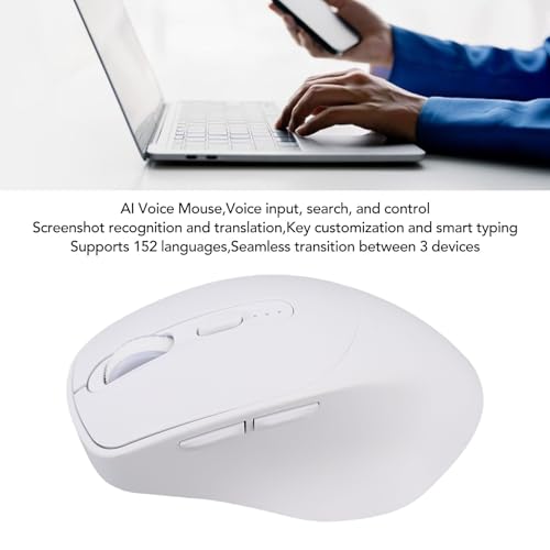 Souris AI GOWENIC Bluetooth sans fil blanche avec traducteur vocal et micro intégré pour PC - 2