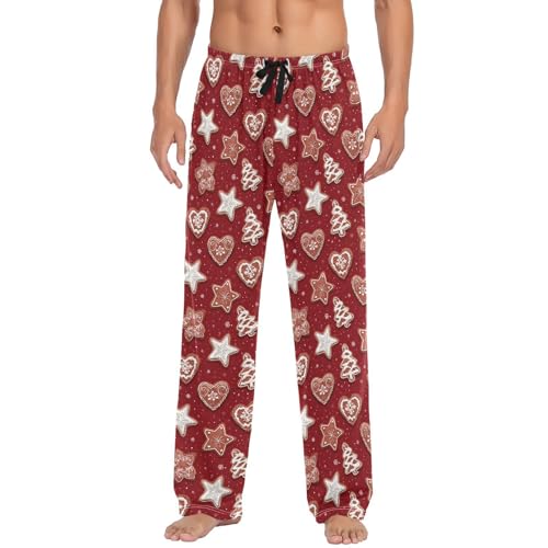 Christmas Cookies Men's Pajamas Pants Cotton Sleep Bottoms Pants Lounge Sleepwear - S2