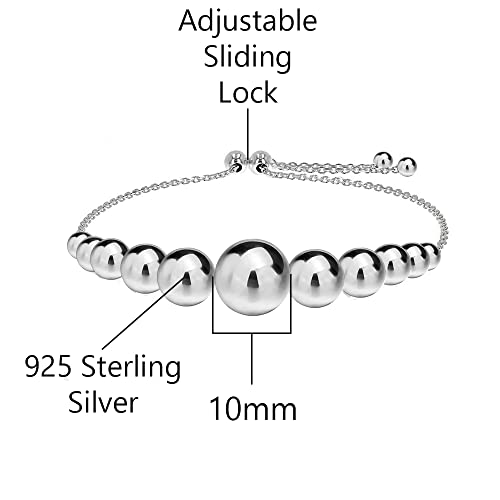 Savlano 925 Sterling Silver 14K Gold Plated Italian Solid Adjustable Bolo Graduated Bead Ball Slider Bracelet Comes With Gift Box for Women - Made in Italy - Image 3