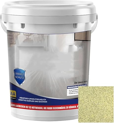 Epoxy Colored Sand Floor Paint, High Gloss Marble Effect Garage Coating, Waterproof & Non-Slip Self-Leveling Epoxy Floor Coating (Lemon Yellow)