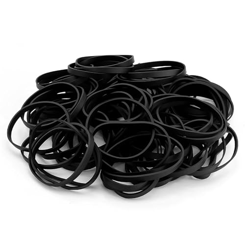 120 pezzi elastici riutilizzabili, 60 x 5 mm, elastici ufficio grandi, cinghie elastiche nero, per raccoglitori, libri, penne, giornali, rotoli