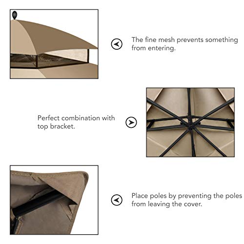 Mastercanopy Replacement Canopy Top For Lowe's Allen Roth 10X12 Gazebo #Gf-12S004B-1 (Beige) #TOP2