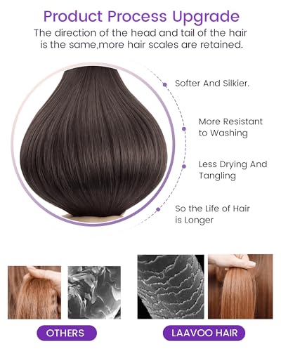 Image of LaaVoo Tape in Extensions Ultra thin Tape Base Provide a Natural Feel | 20 Inch 50g 20Pcs, Mocha Black, Tape in Hair Extensions Real Human Hair, Remy Hair, for Black Women Adding Length & Volume