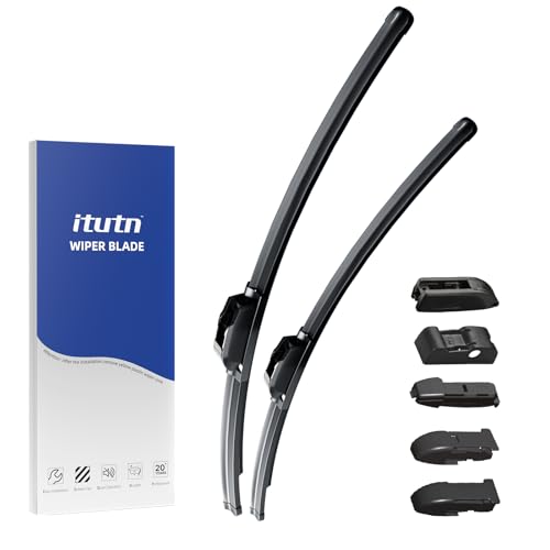 ITUTN Ultra Quiet Frameless Wipers Blades - heavy rain wipers Streak-Free | 5 Adapters Fits 99% Vehicles All-Season universal quiet windshield wipers Easy Install Car Parts Auto Parts (22+22)
