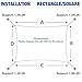 Cool Area Square Durable Sun Shade Sail with Stainless Steel Kit, 16'5