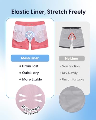 Image of maamgic Mens Swim Trunks 5 Inch with Mesh Lining, Quick Dry Mens Bathing Suit, Swim Shorts for Swimming and Beach