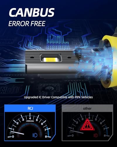 Image of RCJ H11 Bulb, H8 H9 H16 Fog Bulbs Super Bright with Cooling Fan, Cool White Fog Lights, Plug and Play, Pack of 2