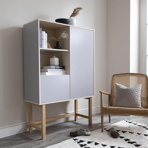 Vitrine moderne finition chêne gris