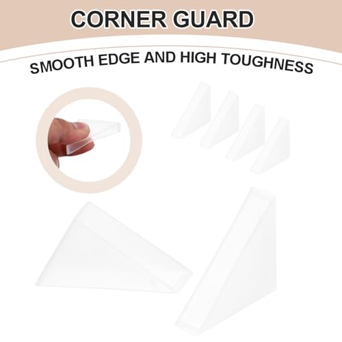 Image of uxcell 60Pcs Triangle Glass Corner Protector, 0.31 x 1.38 Inch Plastic Glass Table Corner Protector Transport Corner Guard for Glass, Ceramics, Wood, and Steel(Right Angle, Clear)