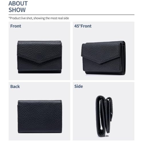 Small Card Holder Purse Girls Genuine Leather Trifold Wallet for Women Bag3