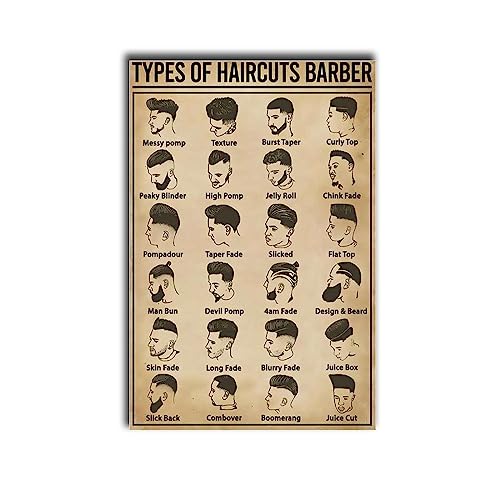 Poster coiffure homme avec cadre pour decoration murale de cuisine et bar