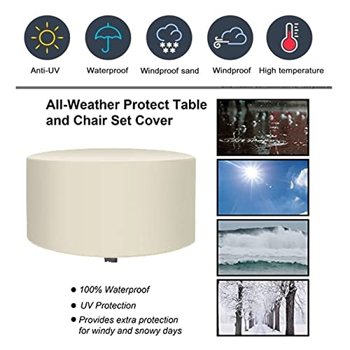 Housse table de jardin ronde de qualité supérieure en Oxford 420D blanc