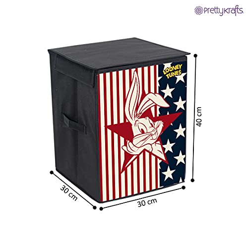 Image of PrettyKrafts Loony Tunes Toys Organizer Storage Box with Top Lid for Baby Boy's and Baby Girl's,(Pack of 1) Black