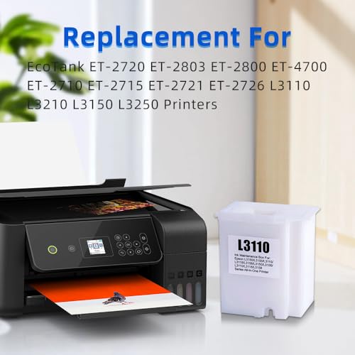 Aomya 2 Stück L3110 Wartungsbox L3110 Resttintentank Ersatz für EcoTank ET-2720 ET-2803 ET-2800 ET-4700 ET-2710 ET-2715 ET-2721 ET-2726 L3110 L3210 L3210 150 Liter. 3250 Drucker, 2 Stück