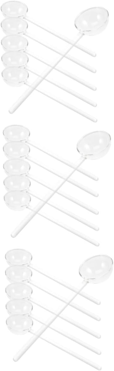 18pcs Serving Spoons Dessert Spoons Glass Long Handle Stirring Heat Resistant Tableware