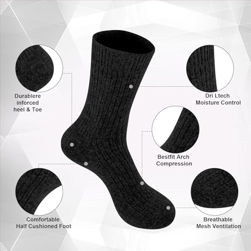 Image of CHAO RAN 3 Pairs Mongolia Wool Cashmere Socks for Men Winter Warm Male Socks Thick Soft Dress Crew Socks
