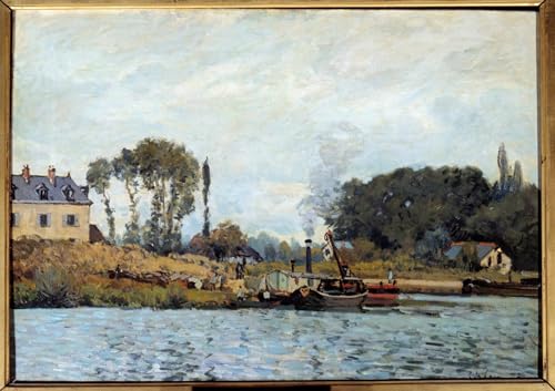 Affiche Bateau à l'écluse de Bougival d'Alfred Sisley pour la décoration de bureau élégante