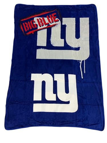 Northwest The Company NFL Double Sided Design Plush Raschel Thow Blanket 60x80 (New York Giants)
