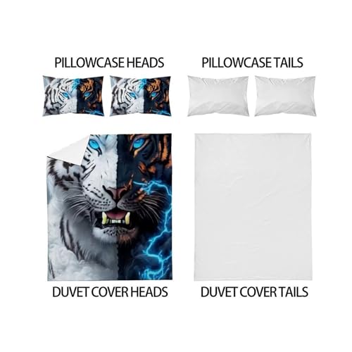 Housse de couette tigre microfibre douce pour lit double - 4