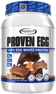 Gaspari Nutrition Proven Egg, 100% Egg White Protein, 25g Protein, Keto Friendly, Dairy and Lactose Free, Soy Free (2 lbs, Peanut Butter Cup)