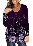 Beadchica Blusas de manga corta para mujer, tallas grandes, estilo informal, con diseño de botton, Púrpura2, 4XL/plus