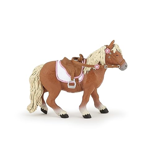 Papo - Figurine Poney Shetland avec Selle Réaliste - 3 Ans + - Collection Chevaux Poneys - Jeu Créatif Équitation - Idée Cadeau Jouet Fille Garçon