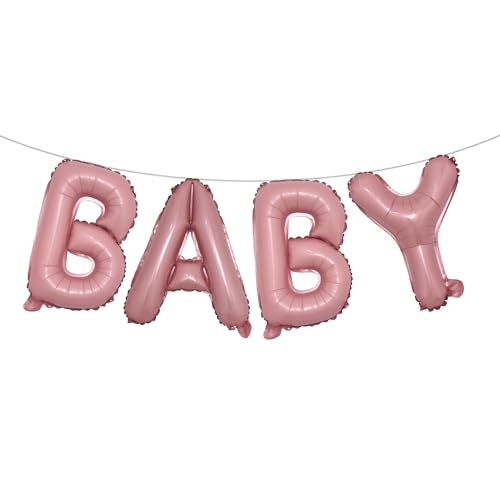 Image of 16 Inch Baby Letter Balloons Multicolor Foil Balloons BABY Balloons, 4 Pcs Foil Aluminum Balloon for kids Birthday, Baby Shower, Wedding, Gender Reveal Party Decorations (BABY Pink)