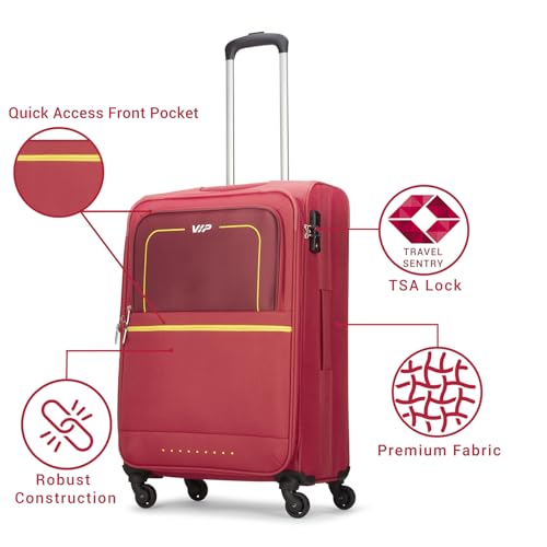 Image of VIP Evolve - S03 Set of 3 (Cabin+Medium+Large) Trolley Bag, Cm | Combination Lock | 8 Wheels | 7 Year International Warranty | Maroon & Three Grey Duffle Bags