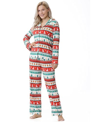 EASWEET Bamboo Viscose Women's Pajama Sets Long Sleeve Notch Collar Christmas Family Matching Sleep...