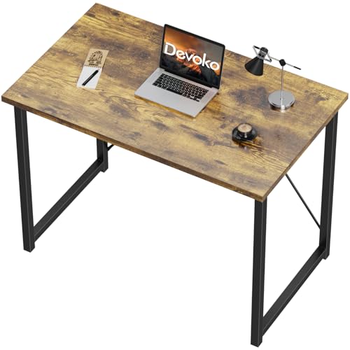 Devoko Escritorio pequeño para Ordenador, 80 x 50 x 73 cm Escritorio, Mesa de Oficina en casa, Escritorio para Ordenador portátil, Mesa de Diseño Industrial Marrón