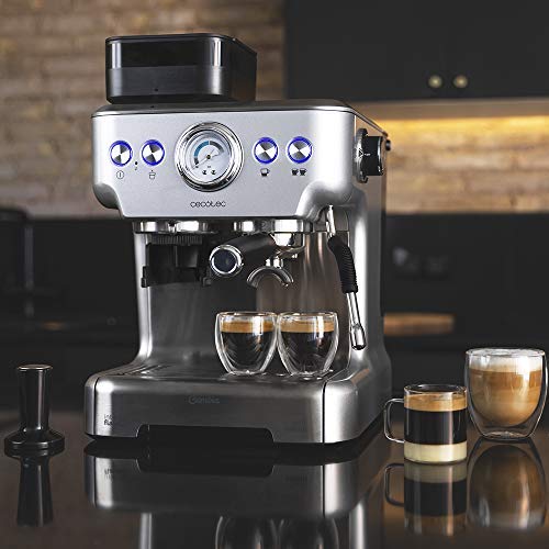 Cecotec Cumbia Macchina da caffè 20 Barista Aromax con macinacaffè. 20 bar, manometro, fino 2 tazze, vaporizzatore, pannarello, 2900 W
