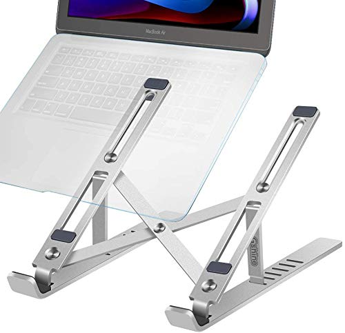 Gshine Laptop Stand, Multi-Angle Adjustable Aluminum Notebook Stand, Foldable Non-Slip Computer Holder for MacBook Pro/Air, HP, Acer, Asus, Sony, Dell, Surface, More 10-15.6 Inch Notebooks -- Silver