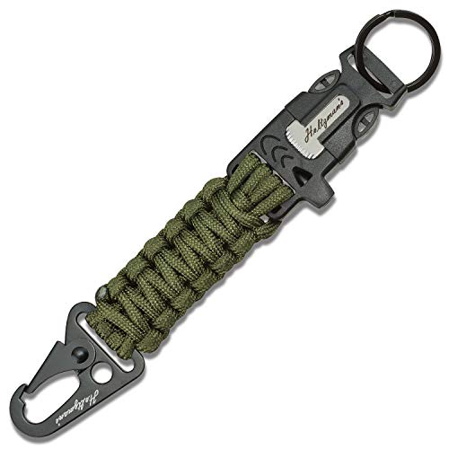 Holtzman's Gorilla Survival Ultimate 5-in-1 Paracord Keychain with Carabiner for Camping, Fishing, Hunting & Outdoor Emergencies