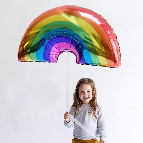 Big Size! 3 pcs Cute Foil Rainbow Pastel Party Supplies Happy Birthday Balloons Mylar Rainbow Banner Decorations (Rainbow, 37 Inch)