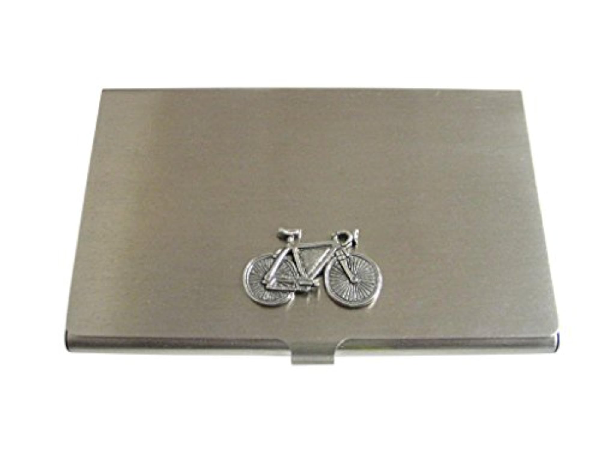 Silver Toned Textured Bicycle Business Card Holder