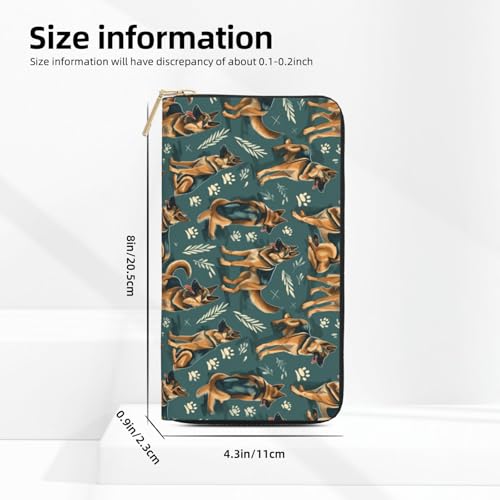 Leather Thin Slim Wallets for Women & Men - German Shepherd Print Card Wallet Holder with Zipper2