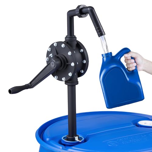 Orion Motor Tech 55 Gallon Drum Pump, Rotary Barrel Pump for Transfer of Chemicals, Acidic Solutions, Fuel, Water Based Fluids, Fits 5 to 55 Gallon Drums Hand Water Pump, Black