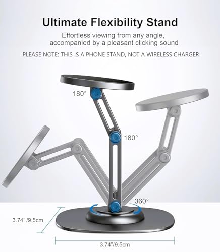 Image of RIGGEAR Premium Magnetic Phone Stand for Desk, with 360 Rotating, Non-Slip Base, Foldable Metal Stand for Mobile /Tablet /iPad Compatible with MagSafe iPhones and Android Phones (NOT A Charger)